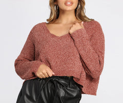 Cutie In A Chenille Cropped Sweater