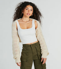 Casual Fave Long Sleeve Open-Knit Bolero