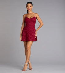 Romantic Notion Glitter Lace-Up Mini Dress