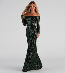 Isador Formal Sequin Scroll Dress