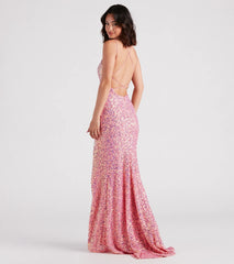 Emmeline Iridescent Sequin A-Line Formal Dress