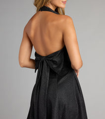 Anika Glitter Bow Skater Mini Dress