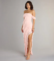 Cecilia Off-The-Shoulder Ruffle Formal Dress