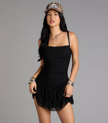 Wild Thing Mesh Belted Strap Mini Dress