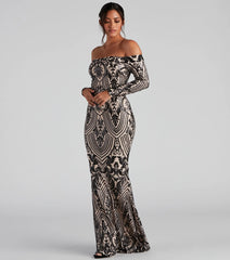 Paityn Formal Off-The-Shoulder Sequin Dress