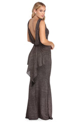 Janelle Glitter Bow Back Formal Dress