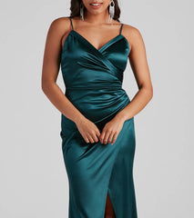 Kimia Formal Satin Wrap Gown