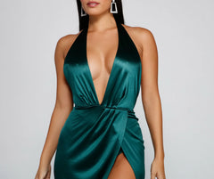 Zelia Formal Satin Halter Dress