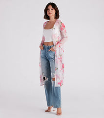 Full Bloom Floral Mesh Duster