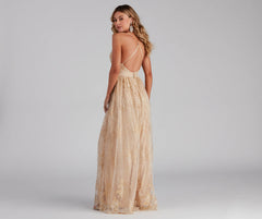 Mona Formal Plunging Glitter Dress