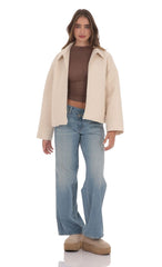 Cream Sherpa Zip-Up Jacket