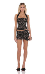 Lace Halter Top in Black