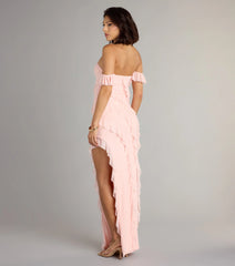Cecilia Off-The-Shoulder Ruffle Formal Dress