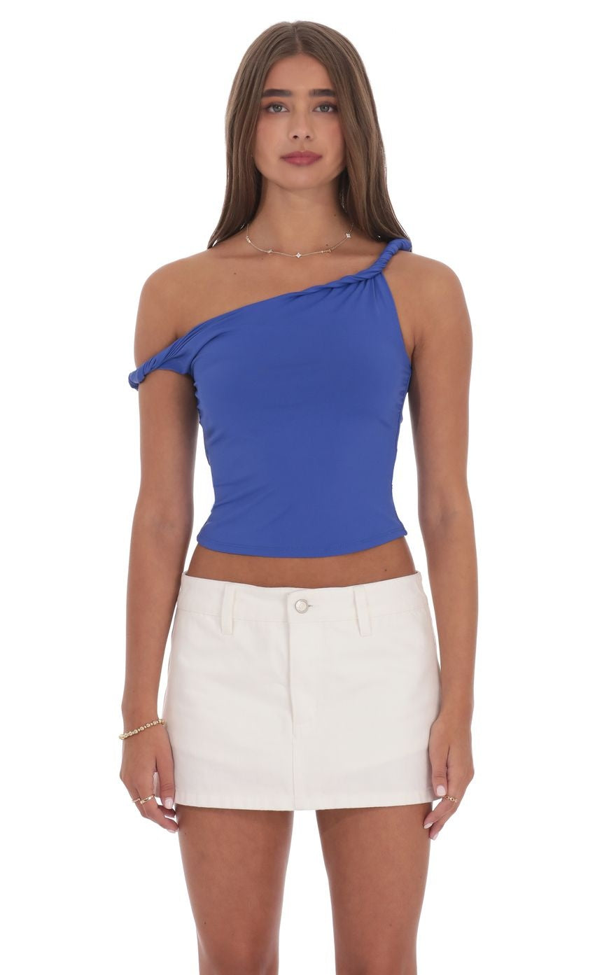 Off Shoulder Twist Top in Blue