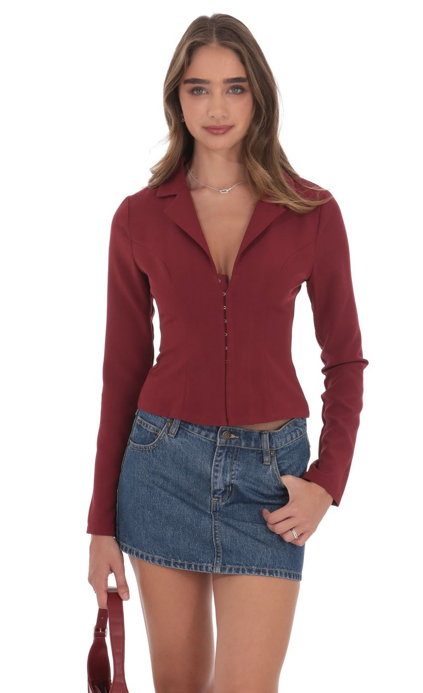 Tailored Collar Shirt in Burgundy
