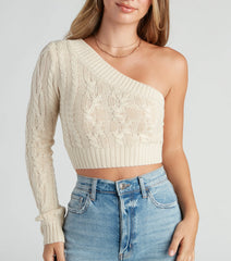 One Shoulder Bliss Crop Sweater