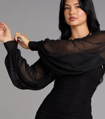 Sheer Mesh Blouson Sleeve Bolero