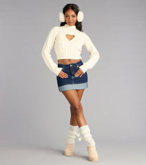 Heart to Heart Cable Knit Crop Sweater