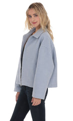 Sherpa Zip-Up Jacket in Light Blue