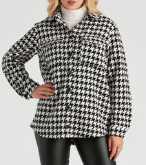 Elevated Chic Houndstooth Woven Shacket