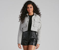 Preppy Element Tweed Crop Jacket