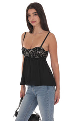 Beaded Babydoll Top in Black