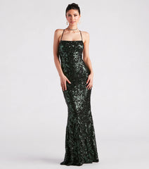 Lacie Formal Sequin Lace-Up Mermaid Dress