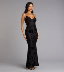 Midnight Garden Floral Velvet Burnout Maxi Dress