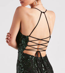 Lacie Formal Sequin Lace-Up Mermaid Dress