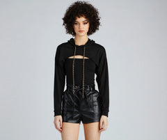 Hawt Crop Chain Detail Hoodie Top
