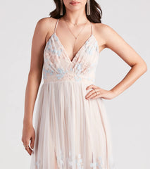 Parker Formal Butterfly Embroidered A-Line Dress
