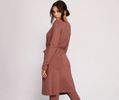 Keeping Knit Casual Tie Waist Duster