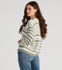 Casual Cute Striped Oversized Sweater