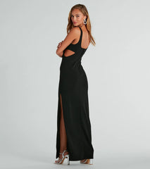 Quinn Cutout High Slit Crepe Formal Dress
