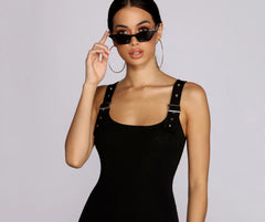 Buckled In Sleeveless Mini Dress