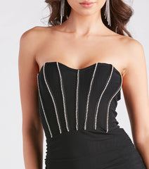 Amp Up The Party Rhinestone Corset Mini Dress