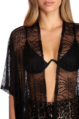 Fun In Fringe Lace Kimono Cover Up