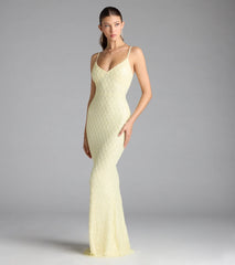 Kaylie V-Neck Bodycon Sequin Bead Formal Dress