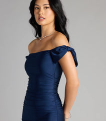 Tie It Up Bow Off-The-Shoulder Mini Dress