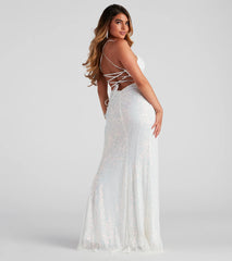 Loretta Formal Sequin Lace-Up Dress