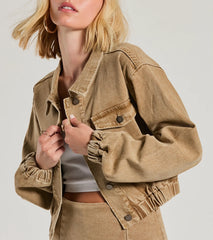 Cool Girl Trends Crop Bomber Denim Jacket