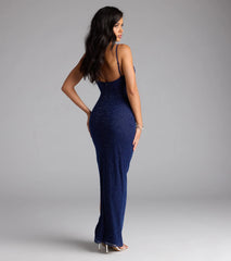 Aiza V-Neck Slit Beaded Formal Dress