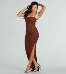Adrian Formal Glitter Lace-Up Long Dress