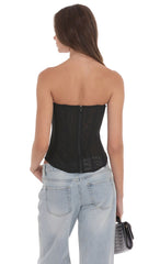 Sheer Mesh Strapless Corset Top in Black