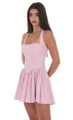 Pinstripe Halter A-line Dress in Pink