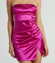 Shine In The Spotlight Strapless Satin Mini Dress