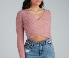 Cuddle Weather Eyelash Knit Wrap Sweater