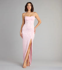 Gabriella Floral Embroidered Tie Back Formal Dress