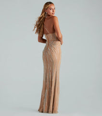 Caitlyn Formal Rhinestone Pearl Long Dress