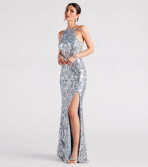 Lexi Formal Sequin Rhinestone A-Line Dress